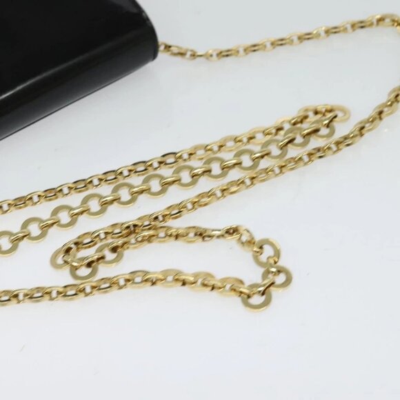 Salvatore Ferragamo Gancini Chain Bag Patent Leather Black Gold - Picture 7 of 15